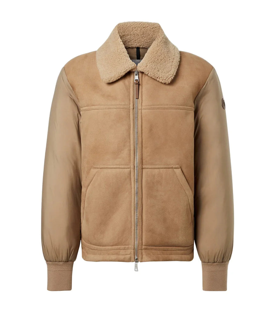 Moncler Tonnay suede and shearling down jacket