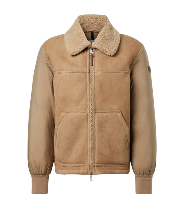 Moncler Tonnay suede and shearling down jacket