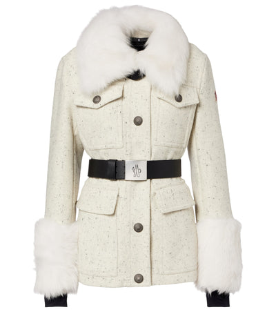 Devez belted shearling-trimmed virgin wool down ski jacket