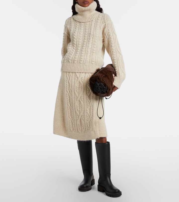 Cable-knit wool and mohair-blend turtleneck sweater