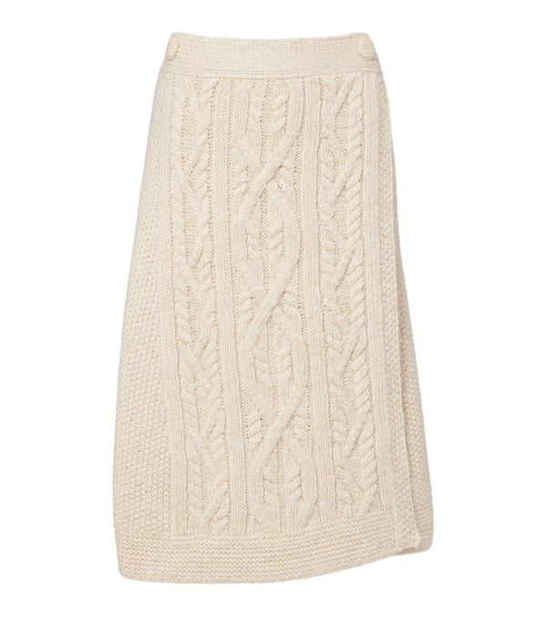 Moncler Grenoble Cable-knit wool and mohair midi skirt