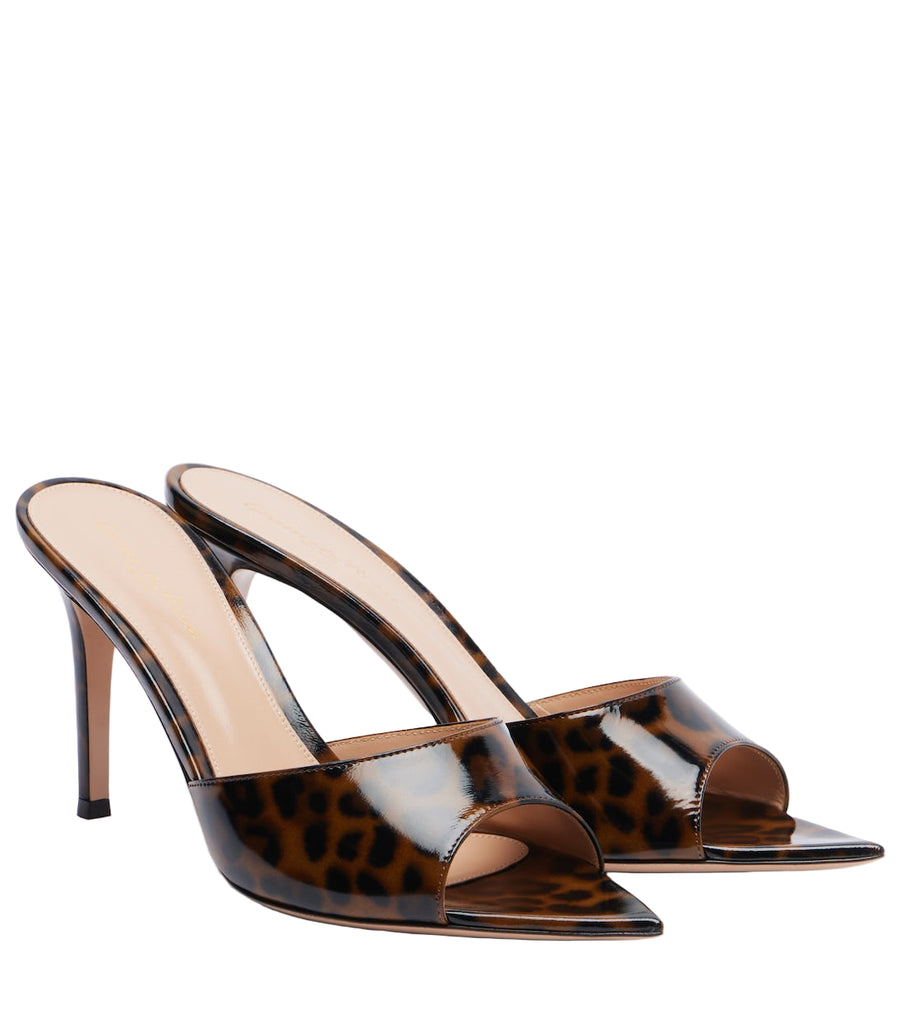 Gianvito Rossi Elle 85 leopard-print patent leather sandals