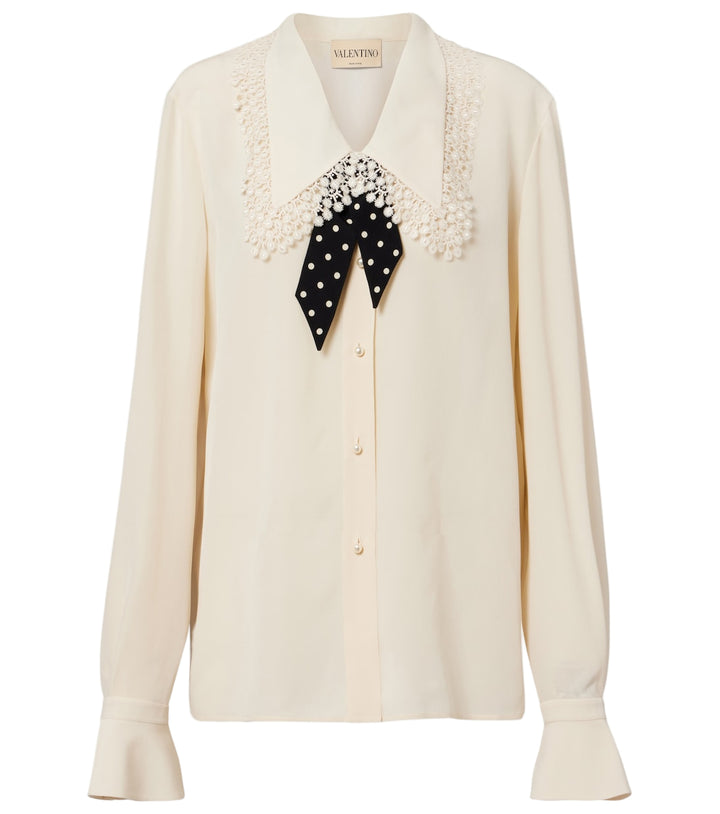 Ruffled silk crêpe de chine blouse