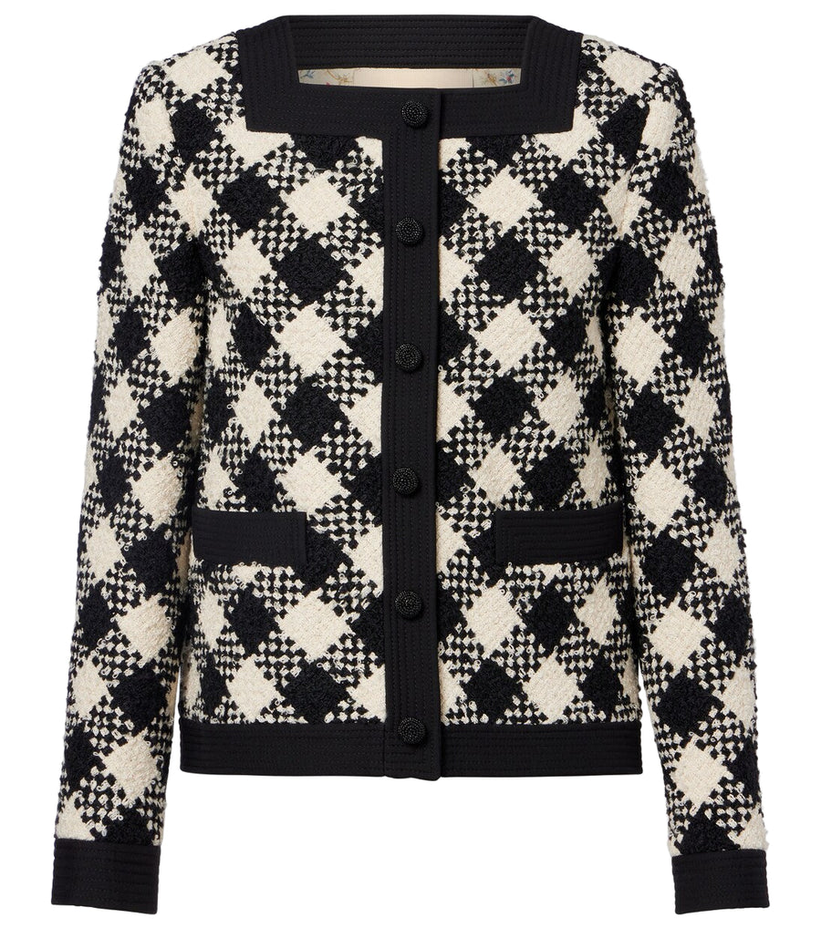 Valentino Checked ruffled tweed jacket