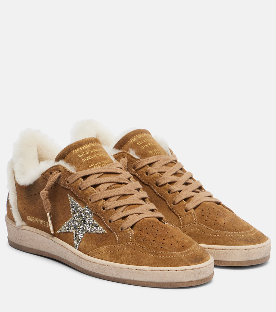 Golden Goose Ball Star shearling-trimmed suede sneakers