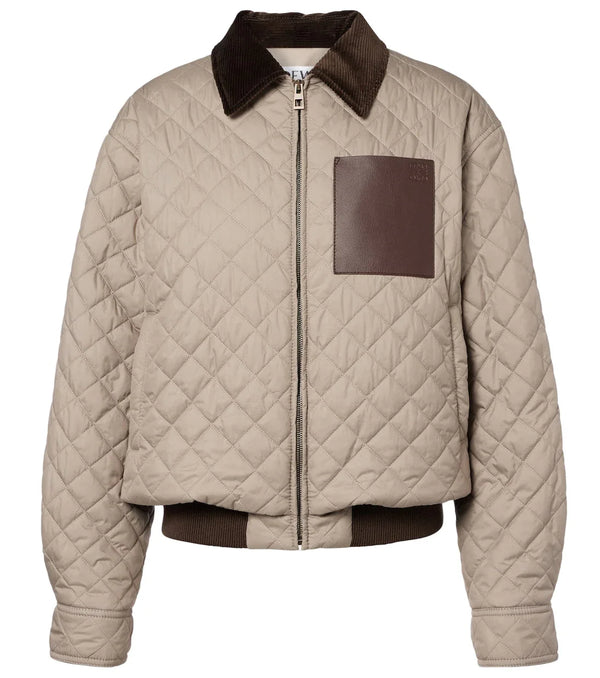Loewe Anagram leather-trimmed quilted jacket
