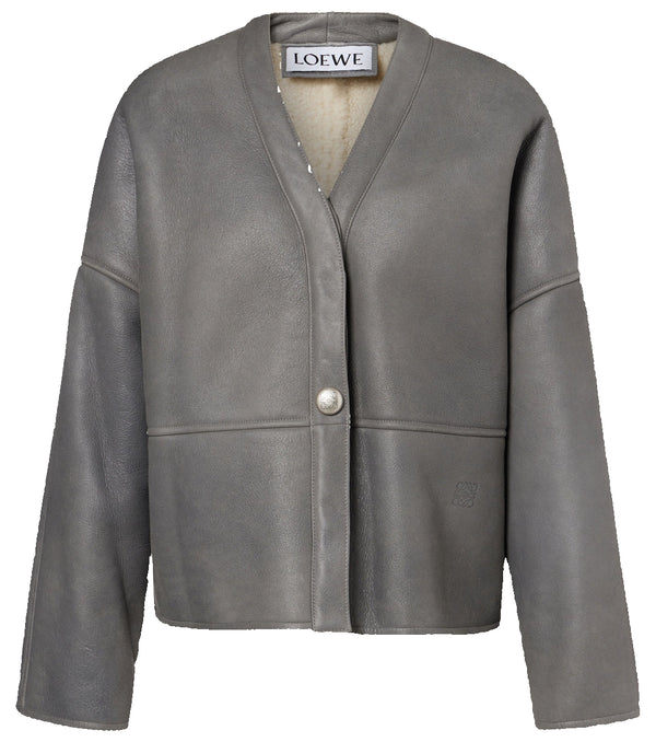 Pebble shearling-lined leather jacket