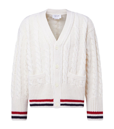 Cable-knit virgin wool cardigan