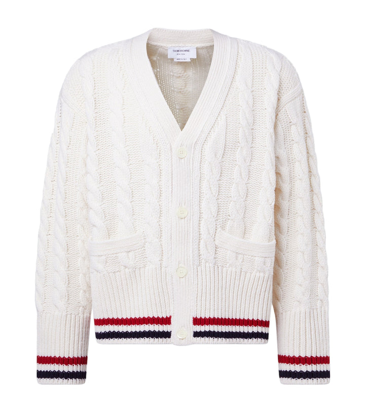 Cable-knit virgin wool cardigan