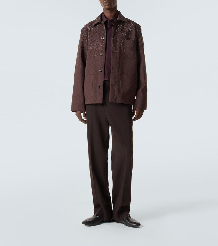 GG embellished cotton-blend blouson jacket