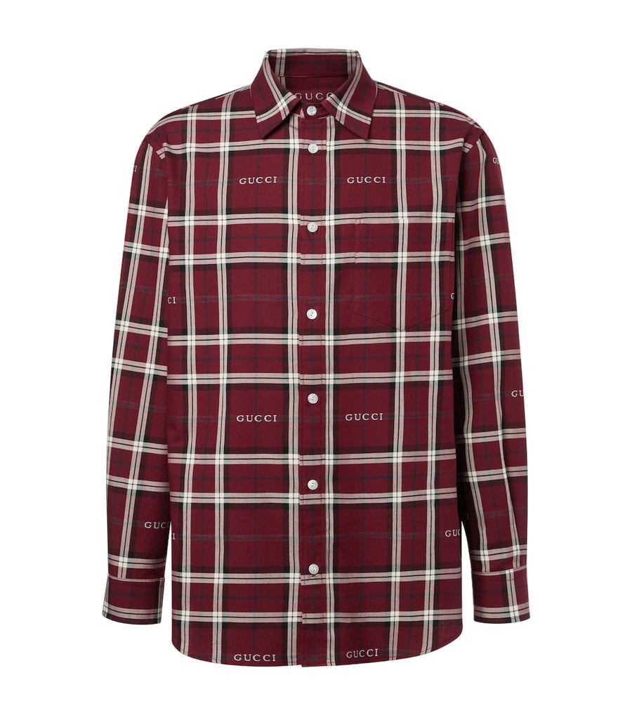 Gucci Script plaid cotton jacquard shirt