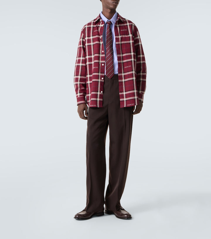 Gucci Script plaid cotton jacquard shirt