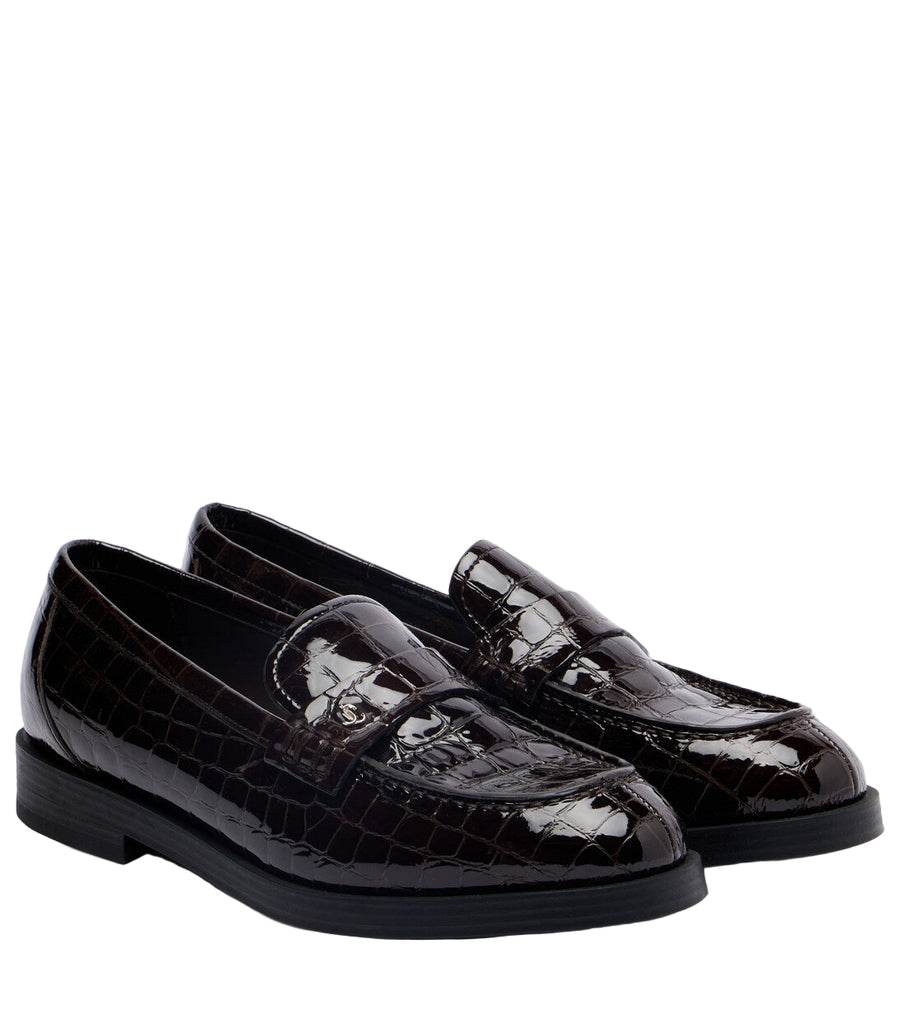 Jimmy Choo Ivy croc-effect patent leather loafers