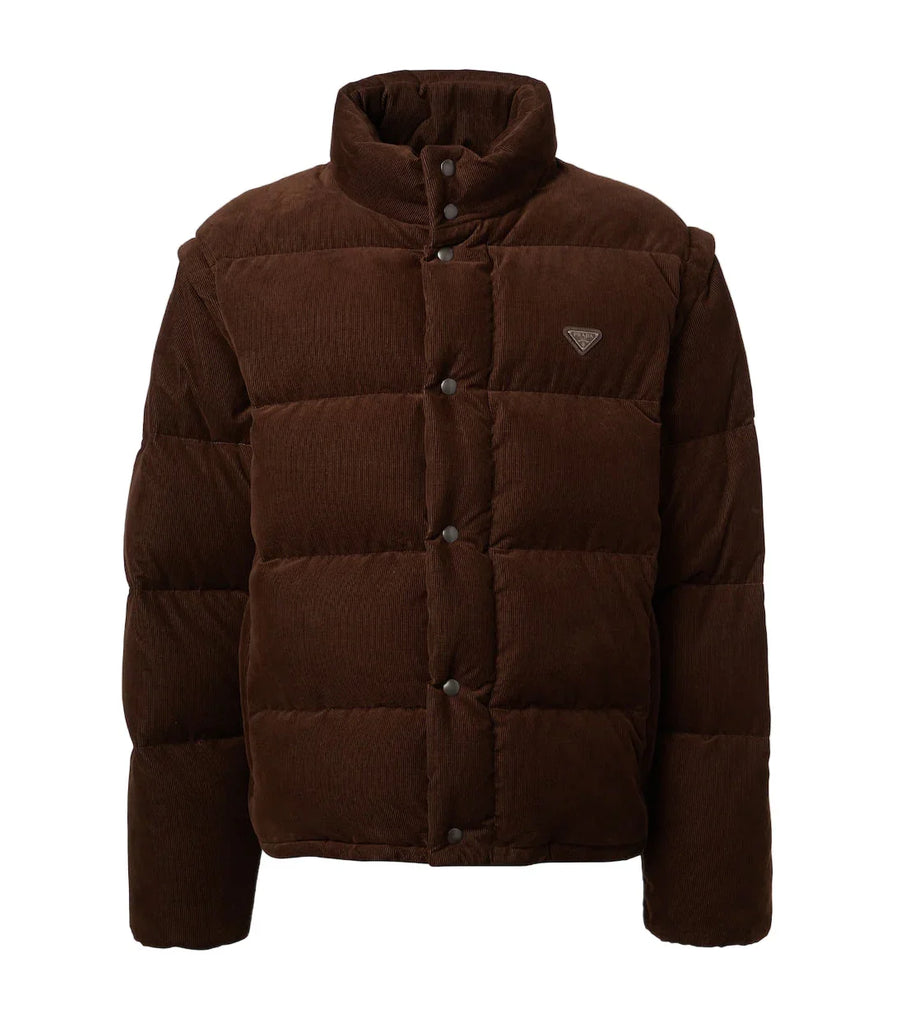 Prada Convertible Cotton Corduroy Down Jacket