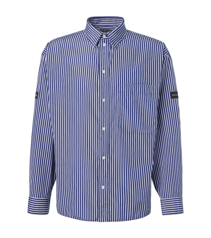 Striped cotton-blend poplin shirt | Balenciaga