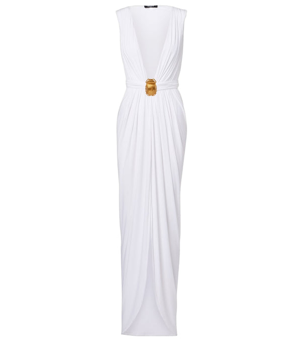 Balmain Embellished jersey maxi dress