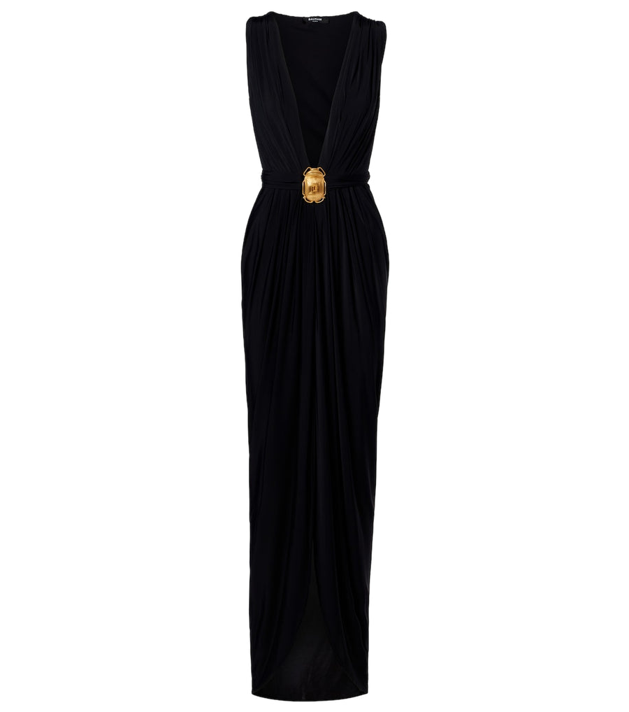 Balmain Embellished jersey maxi dress