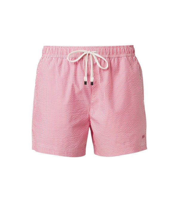 Zegna Striped Seersucker Swim Trunks
