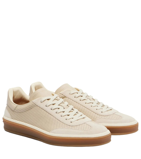 Loro Piana Tennis suede-trimmed leather sneakers