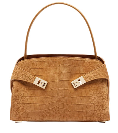 Hug Medium croc-effect suede shoulder bag