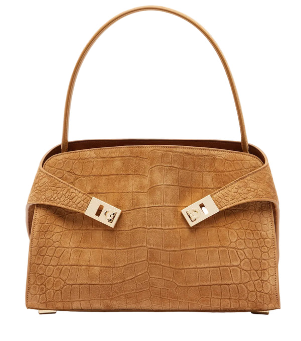 Salvatore Ferragamo Hug Medium croc-effect suede shoulder bag