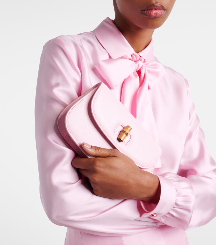 Bamboo leather clutch