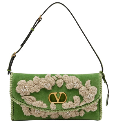 DeVain embellished velvet shoulder bag