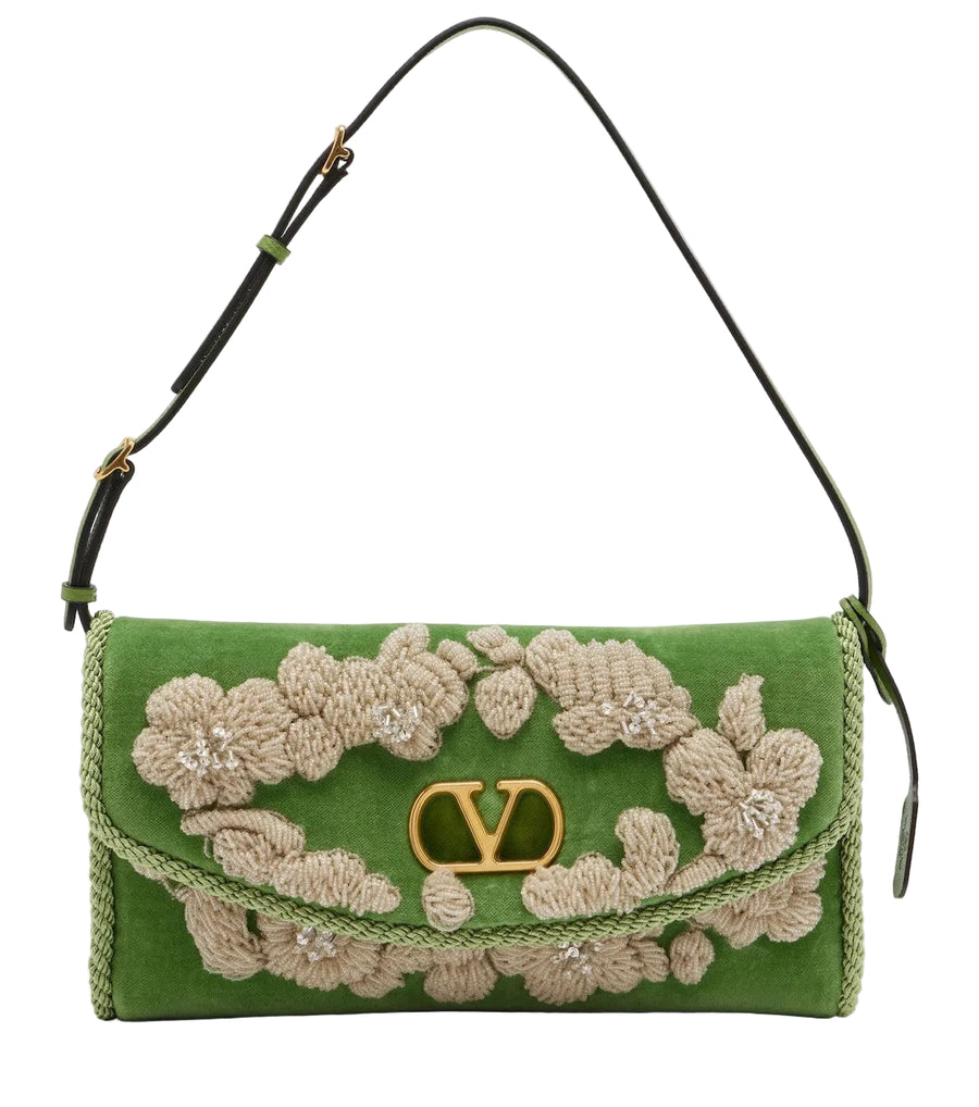 Valentino Garavani DeVain embellished velvet shoulder bag