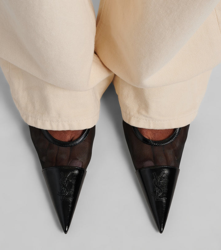 Renée mesh and leather slingback pumps