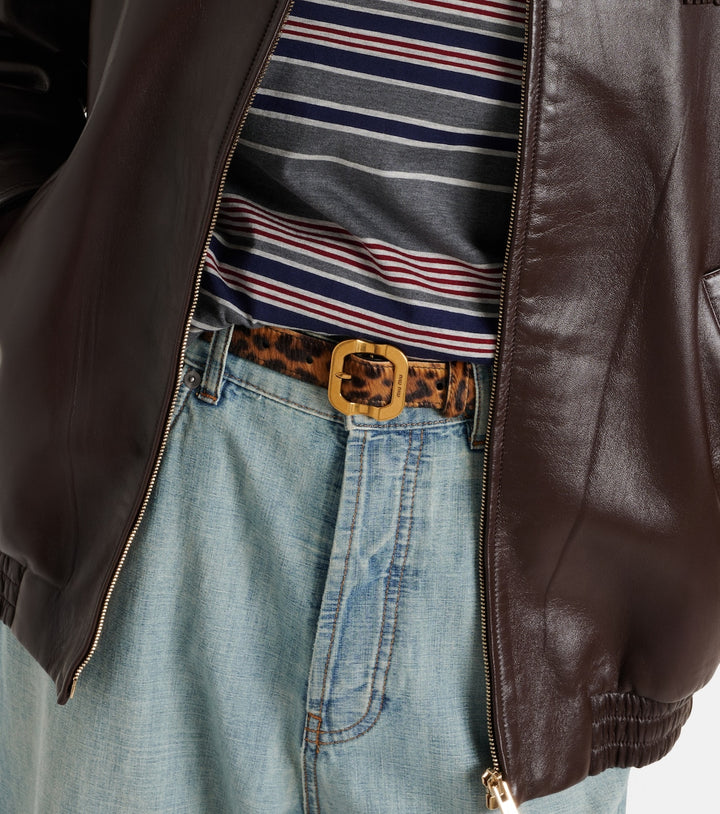 Miu Miu Leopard-print calf hair belt