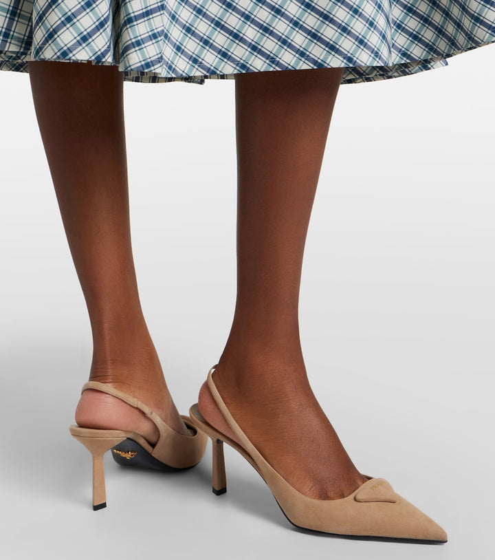 Suede slingback pumps