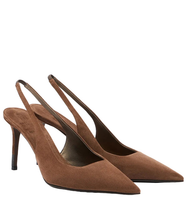 Brunello Cucinelli Monili Suede Slingback Pumps
