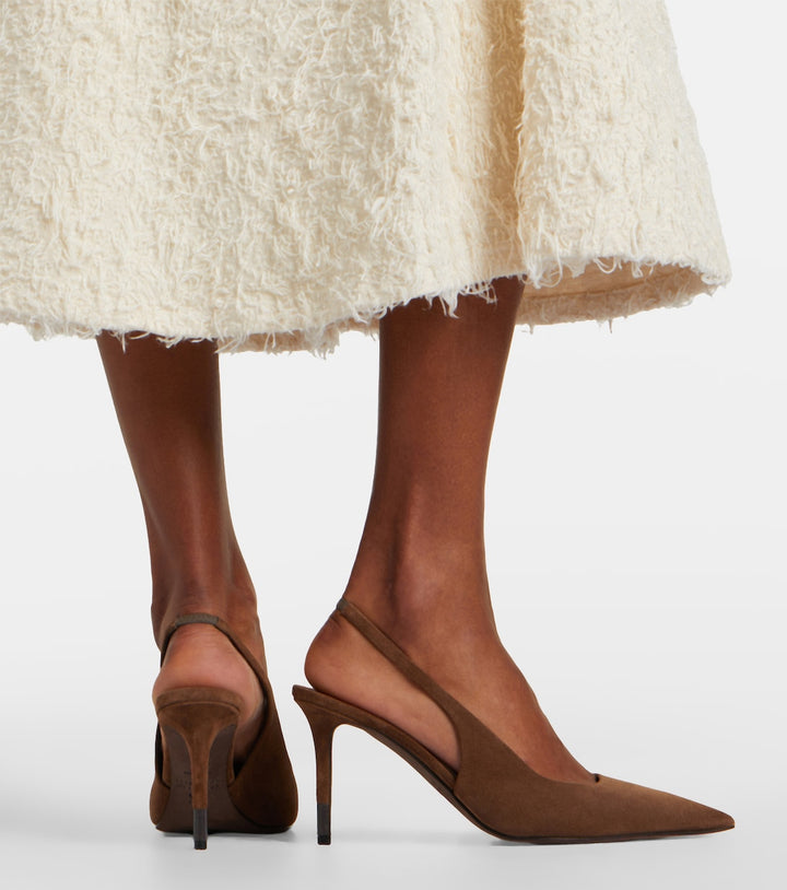 Brunello Cucinelli Monili Suede Slingback Pumps