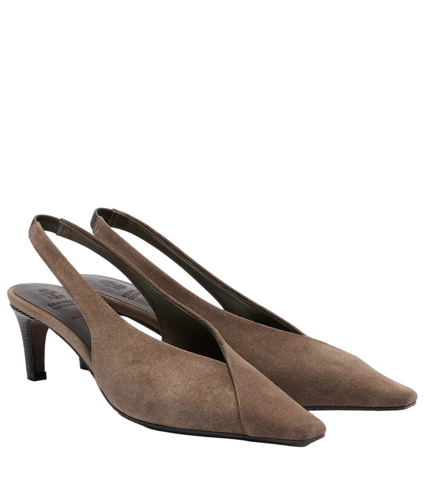 Brunello Cucinelli Suede slingback pumps