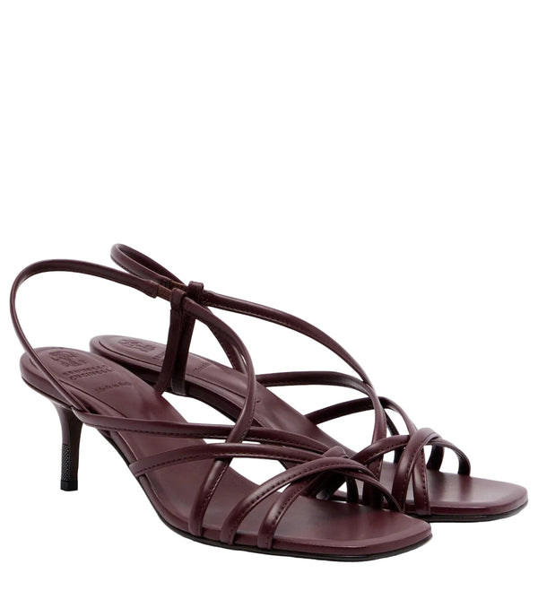 Brunello Cucinelli Monili leather slingback sandals