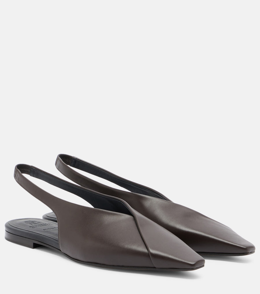 Brunello Cucinelli Leather slingback flats