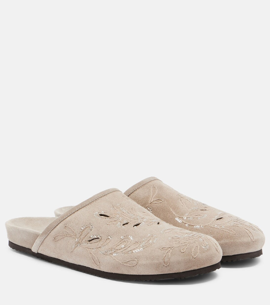 Brunello Cucinelli Sequined suede mules