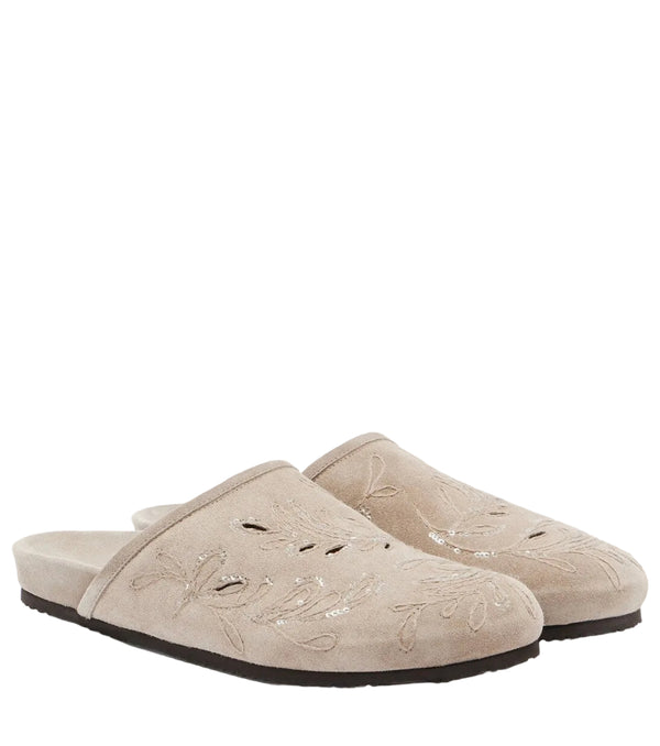 Brunello Cucinelli Sequined suede mules