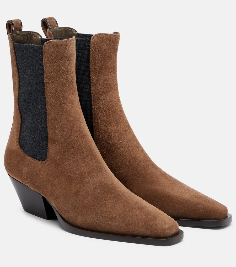Brunello Cucinelli Monili Suede Chelsea Boots