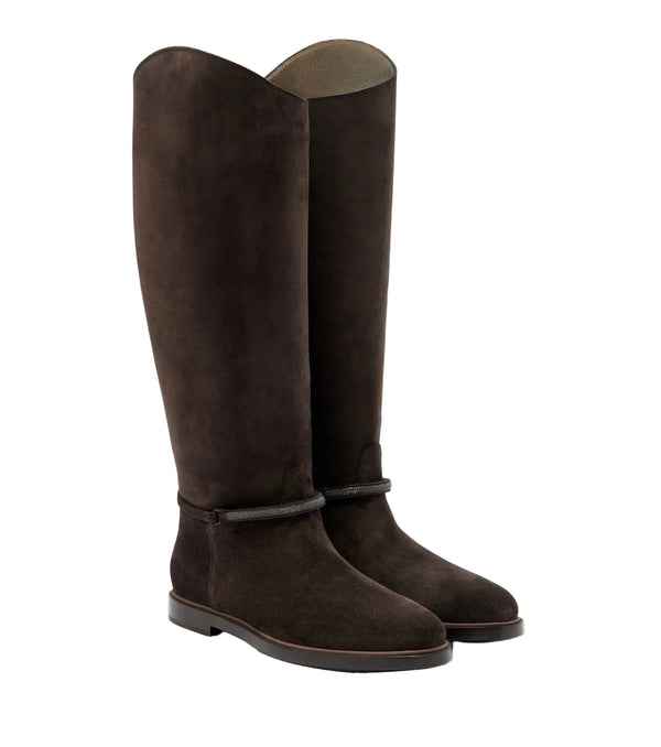 Brunello Cucinelli Monili suede knee-high boots