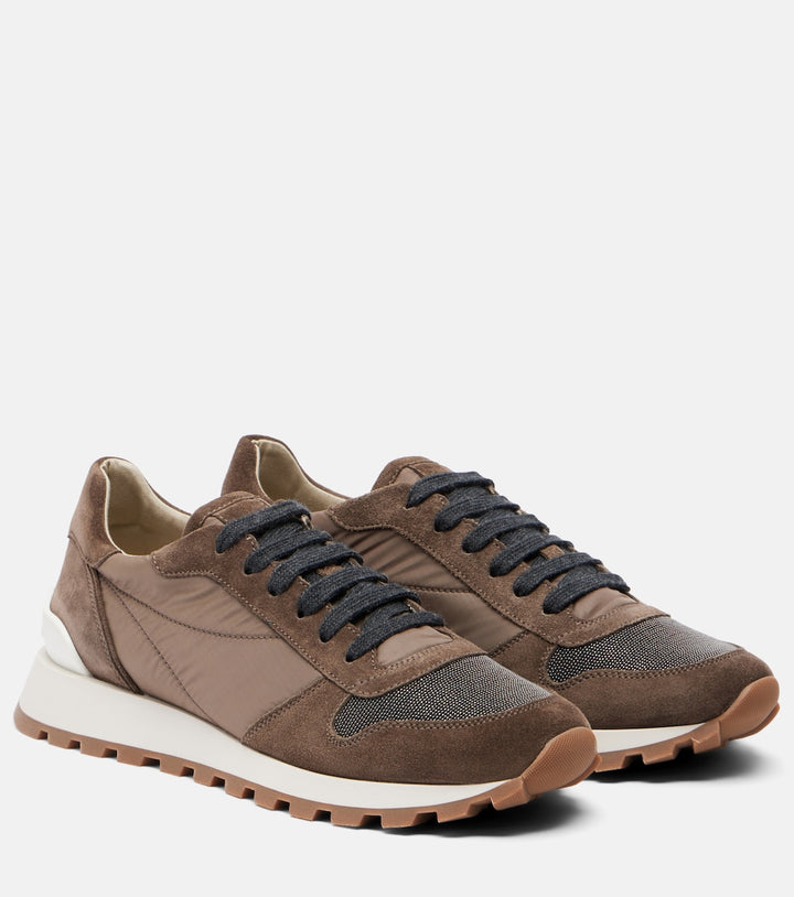 Brunello Cucinelli Monili suede-trimmed sneakers