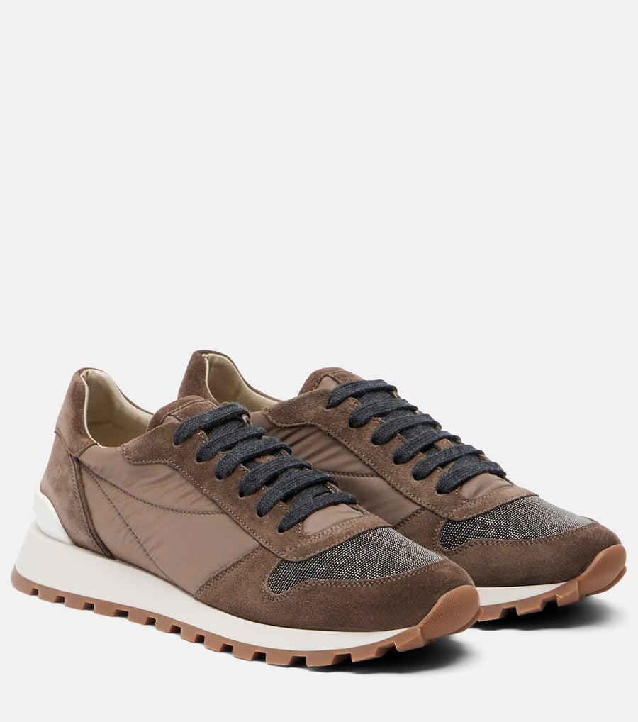 Brunello Cucinelli Monili suede-trimmed sneakers