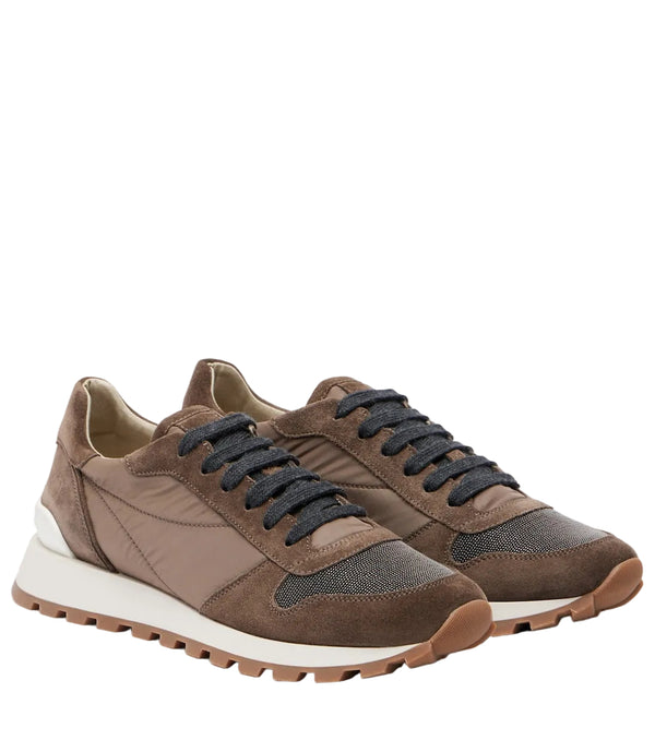 Brunello Cucinelli Monili suede-trimmed sneakers