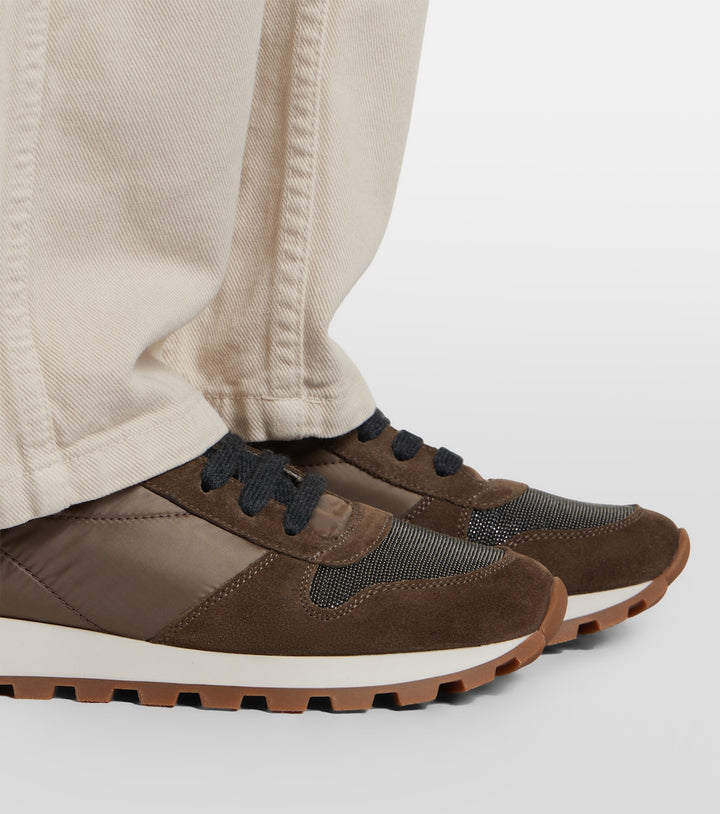 Brunello Cucinelli Monili suede-trimmed sneakers