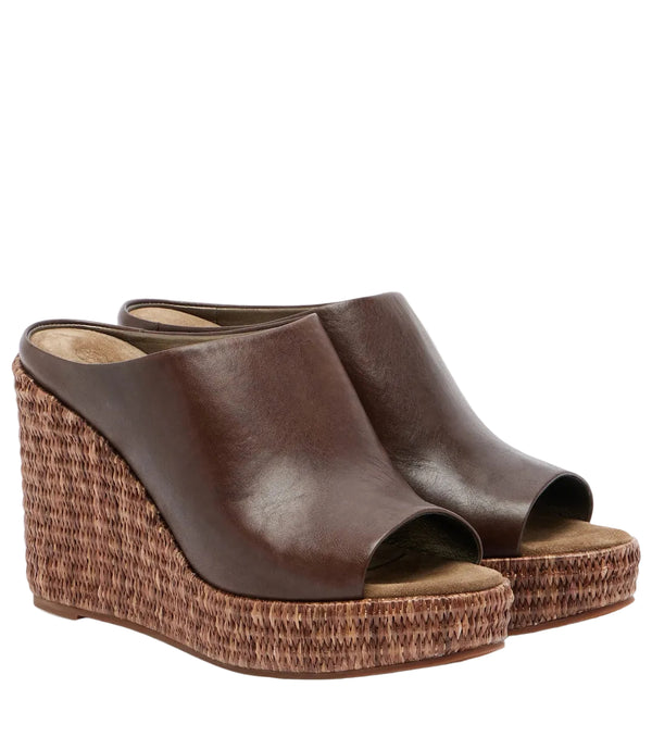 Brunello Cucinelli Leather espadrille wedges