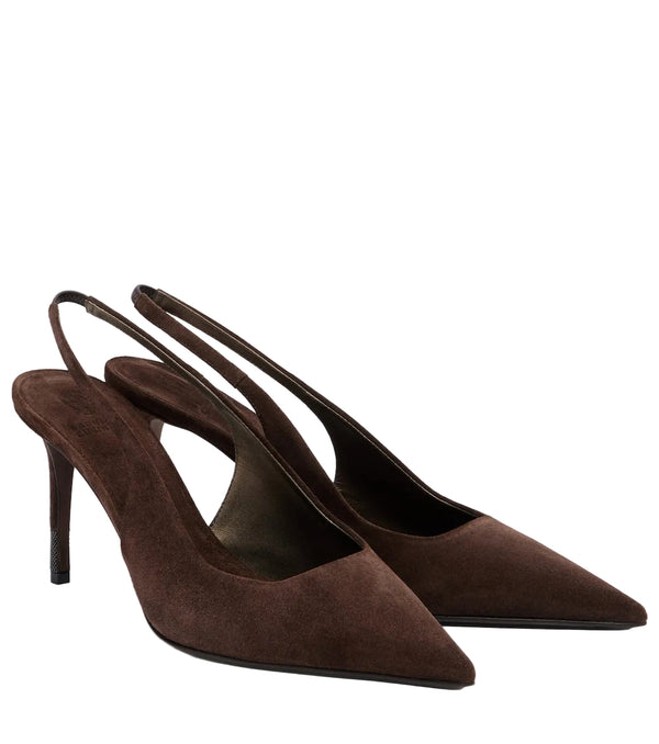 Brunello Cucinelli Monili Suede Slingback Pumps