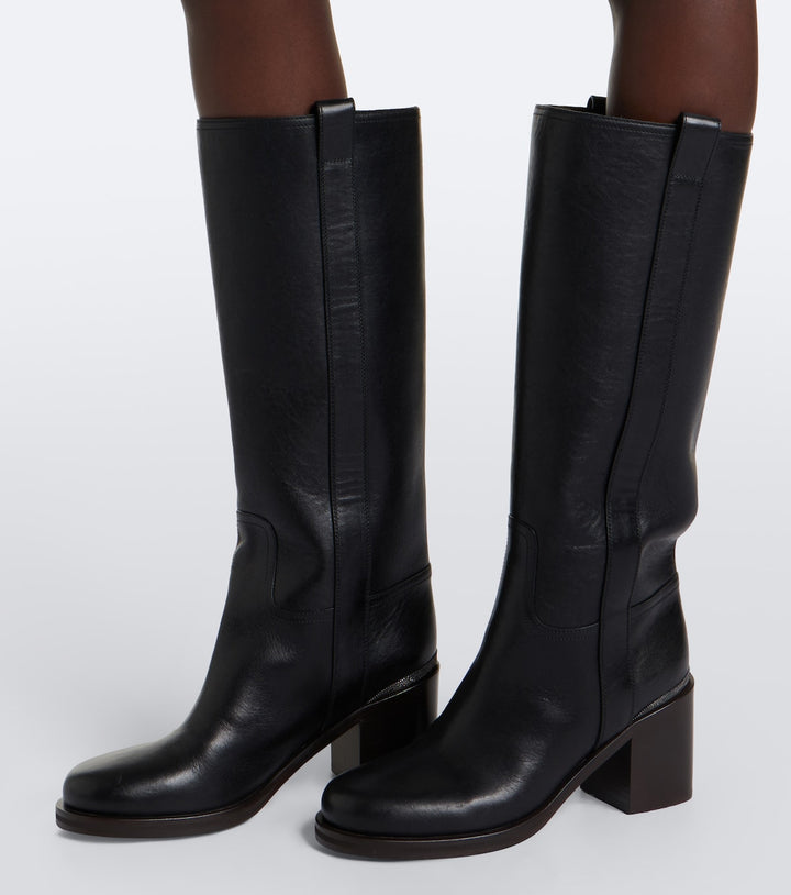 Monili leather knee-high boots