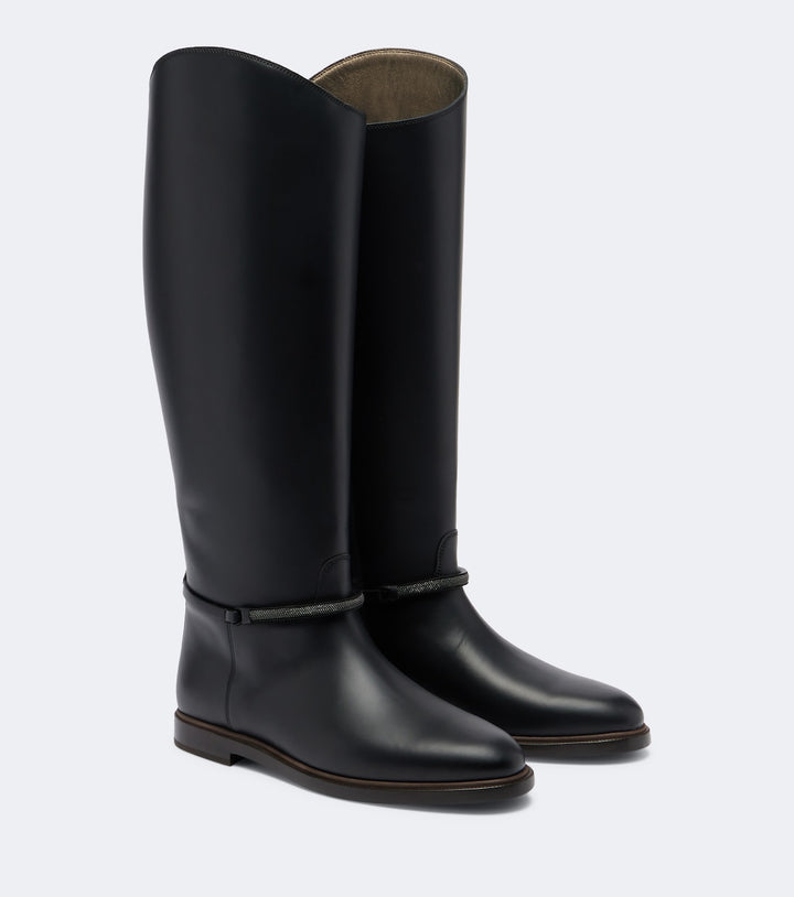 Monili leather knee-high boots