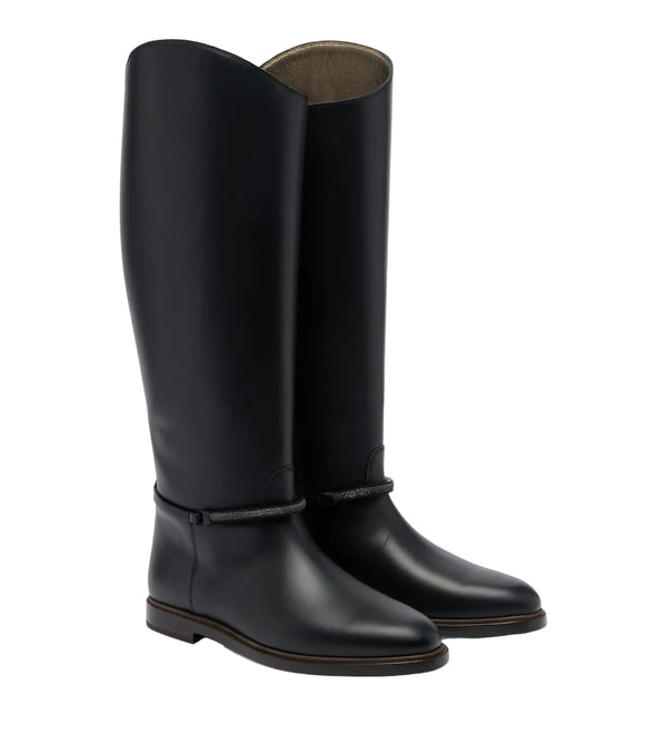 Brunello Cucinelli Monili leather knee-high boots