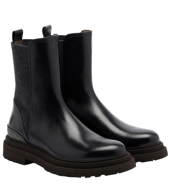 Brunello Cucinelli Monili leather Chelsea boots